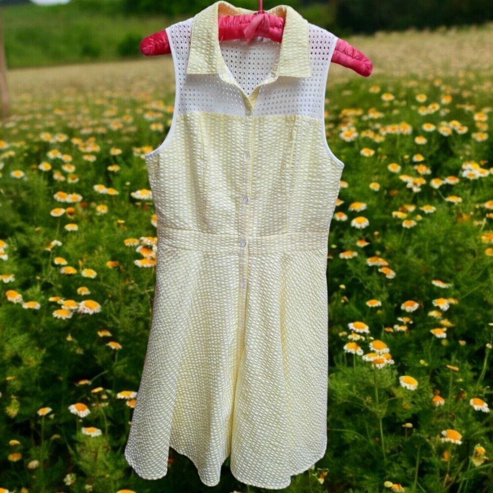 Charming Charlie Yellow Gingham Dress Size S butter cream yellow